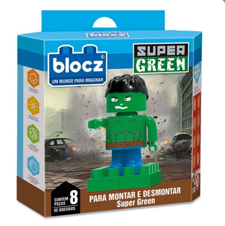 BLOCOS DE MONTAR BLOCKS SUPER GREEN 8 PCS 